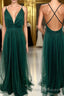 Straps Dark Green Tulle A-line Full Length Bridesmaid Dress
