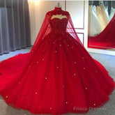 Red Ball Gown Wedding Dresses Crystals Sweet 16 Quinceanera Dress