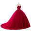 Red Ball Gown Wedding Dresses Princess Puffy Red Lace Bridal Dresses for Women
