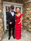 Long Red Prom Dresses, Sexy Lace Evening Dress With Slit