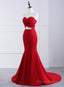 Red Mermaid Sweetheart Satin Cut Out Long Prom Dress