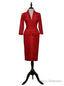 Red Sheath V-neck 3/4 Sleeves Mother Of The Bride Dresses