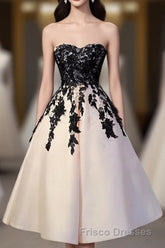 Champagne Lace Short Formal Prom Dress, Lace Evening Dress