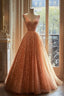 Retro Ball Gown V Neckline Sequin Party Dress Long Prom Dress Evening Dresses