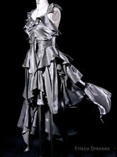 Retro High Low Irregular Spaghetti Straps Gray Short Prom Dresses Birthday Outfits