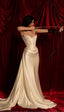 Retro Mermaid Strapless Satin Ruffles Long Party Dress Prom Dresses