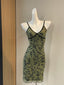 Retro Suspenders Green Floral Mesh Slim Fit 17Th Birthday Homecoming Dress