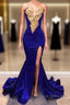 Royal Blue Formal Prom Dress With Slit , Formal Dress, Evening Dress, Dance Dress, Graduation Party Dress