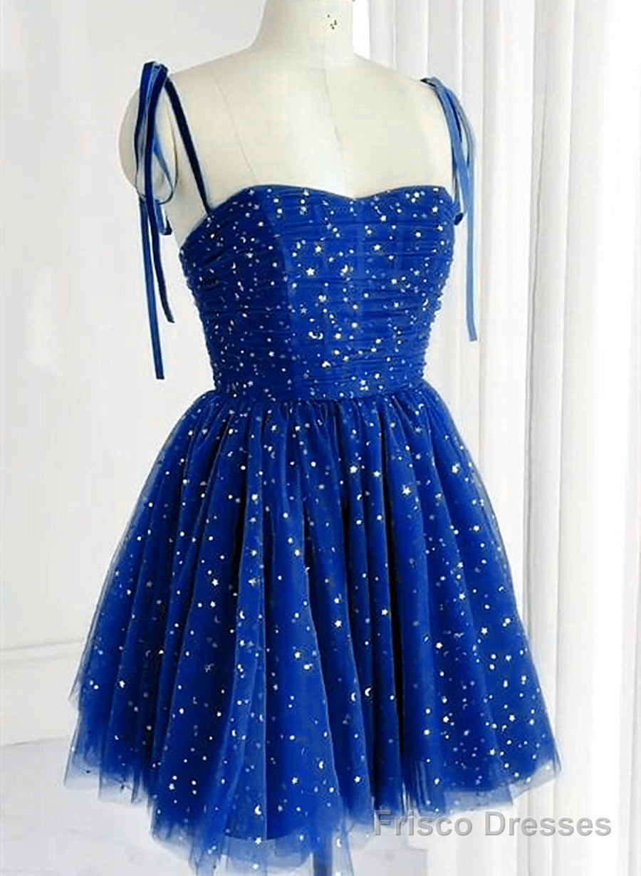 royal blue sparkly dress short Sparkle Tulle Sweetheart Formal Dress, Blue Short Hom – Frisco Dresses Prom Dress Navy Blue Hardware:Nickel Feature_Stretch modern silhouette