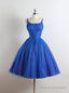 Royal Blue Tulle Spaghetti Straps Homecoming Dress