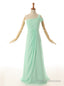 A-Line One Shoulder Floor Length Mint Green Bridesmaid Dress