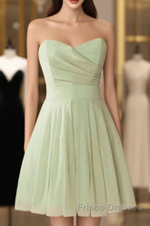 Sage Green Strapless A-Line Short Party Dress Homecoming Dress