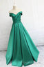 Satin A-line Off-the-Shoulder Evening Dress,Elegant Long Formal Prom Dress,Graduation Dress