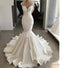 Satin Mermaid Wedding Dress With Sheer Back, Beading And Lace Prom Dress