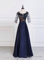 Satin Prom Dresses A-Line Party Prom Dresses Embroidery Prom Dresses