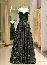 Satin Spaghetti Straps Fleece & Embroidery Evening Dress