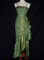 Satin Chic Style High Low Straps Party Dress, High Low Prom Dress Evening Dress