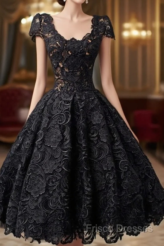 Scoop Knee-Length Cap Sleeves Ball Gown Lace Homecoming Dress Frisco Dresses Scoop Knee-Length Cap Sleeves Ball Gown Lace Homecoming Dress Frisco Dresses