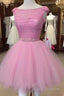 Scoop Neck Dress Short Graduation Gown Short Homecoming Dress Lace