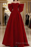 Sexy A Line Strapless Red Long Formal Prom Dress