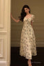 Sexy A Line Straps Floral Chiffon Ruffles Prom Dresses Birthday Outfits Evening Gown