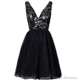 Sexy Clairvoyant Outfit Sparkly Sequined Open Back Deep V-Neck Evening Cocktail Homecoming Dress