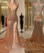 Sexy Gold Sequin Spaghetti-Straps Slit Formal Prom Dress