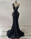 Sexy Mermaid Black Satin Prom Dress Long Prom Dresses
