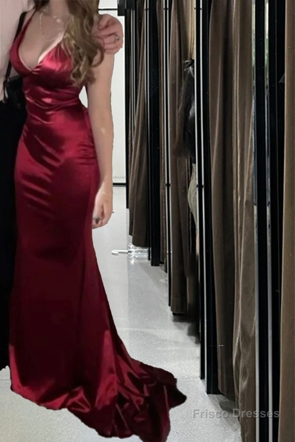 princess polly baby blue dress Backless Spaghetti Straps Sexy Burgundy V-neck Mermaid Evening Inexpen –  Wish Gown main image 0