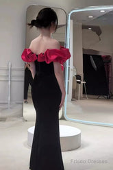 Sexy Mermaid Off The Shoulder Velvet Black Long Prom Dresses