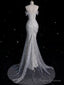 Sexy Mermaid Off The Shoulder White Lace Sequin Long Wedding Dresses Brides Dress
