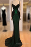 Sexy Mermaid Sequin Long Dark Green Lace Formal Prom Dress Formal Dress