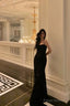 Sexy Mermaid Spaghetti Straps Lace Long Black Prom Dresses Birthday Outfits