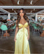 Sexy Mermaid Spaghetti Straps Yellow Prom Dress 21Th Birthday Outfit