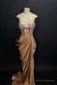 Sexy Mermaid Straps Slit Velvet Prom Dress