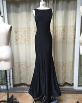 Sexy Open Back Long Jersey Mermaid Evening Dresses Court Train Prom Gowns
