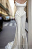 Sexy Robe De Soiree Mermaid Scoop Floor Length Satin Slit Long Formal Prom Dress Formal Prom Gown Evening Dress