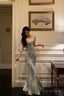 Sexy Sheath Spaghetti Straps Oil Painting Long Prom Dresses Birthday Outfits