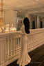 Sexy Sheath Square Neckline Ivory Long Prom Dresses Birthday Outfits Evening Gown