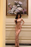 Sexy Sheath Straps Pink Floral Prom Dresses Long Birthday Outfits Evening Gown