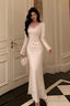 Sexy Sheath V Neckline Ivory Long Prom Dresses Birthday Outfits Evening Gown