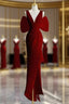 Sexy Sheath V Neckline Long Senior Red Formal Prom Dress Formal Dress