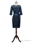 Sheath 3/4 Sleeves Navy Blue Mother Of The Bride Dresses