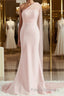 Sheath/Column One-Shoulder Sweep Train Stretch Crepe Bridesmaid Dress