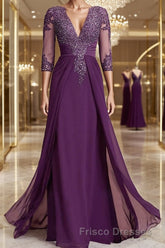 Sheath/Column Scoop Floor-Length Chiffon Mother of the Bride Dress With Lace