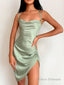 Sheath/Column Spaghetti Straps Short/Mini Charmeuse Homecoming Dresses