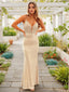 Sheath/Column V-neck Sweep Train Jersey Prom Dresses With Appliques Lace
