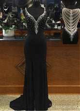 Sheath Evening Dresses With Beadings & Rhinestones
