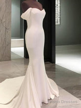 Sheath Off-the-Shoulder Short Sleeves Court Train Jersey Wedding Dress