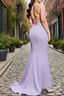 Sheath Square Neckline Sweep Train Lavender Plus Size Formal Prom Dress With Pleated Split Formal Evening Dress